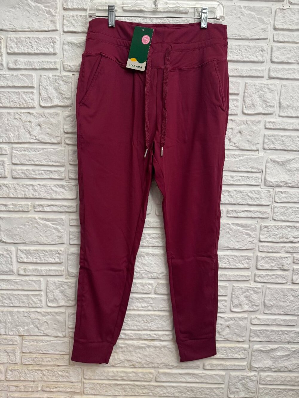 Halara SoftlyZero High Waisted Drawstring Joggers Berry Red Maroon Large Petite